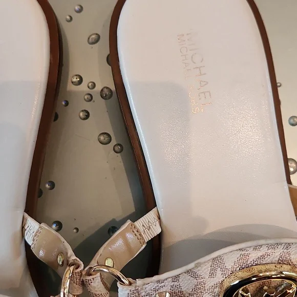 Michael Kors White and Gold Women's Sandals - Picture 2 of 4
